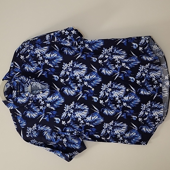 Polo Ralph Lauren Mens Classic Blue Floral-Print Cotton Shirt L - Picture 2 of 16